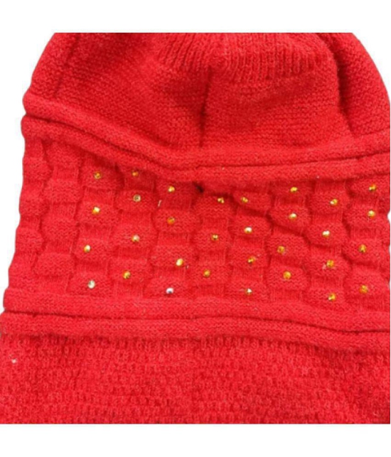 Whyme Fashion - Red Woollen Women's Cap ( Pack of 1 ) - Red