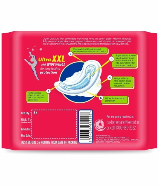 DRYVEL Ultra Soft Sanitary Pads for Women XXL With Wide Wings(Pack Of 4 Each 8 pads)