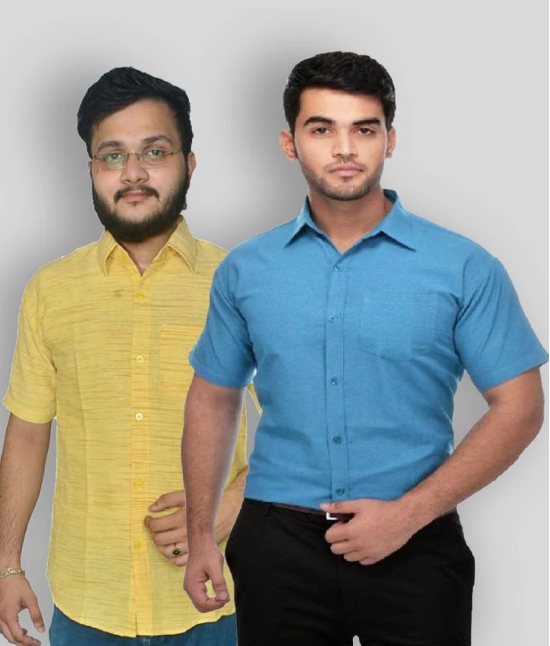 DESHBANDHU DBK - Multicolor Cotton Regular Fit Mens Formal Shirt (Pack of 2) - None