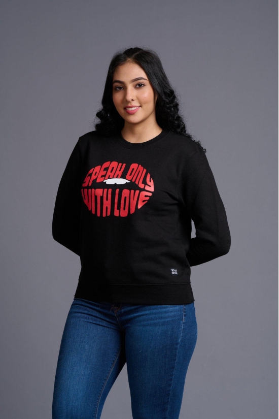 Speak Only With Love Printed Black Sweatshirt for Women XL