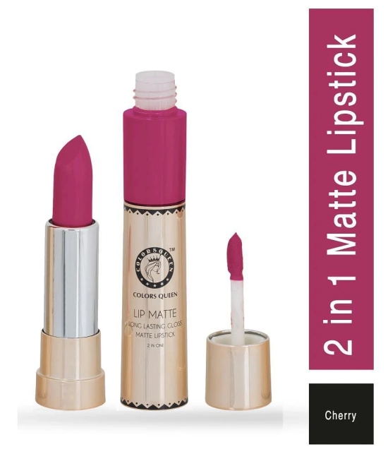 Colors Queen 2 In 1 Long Lasting Matte Lipstick ( Cherry & Glam ) Multi Pack of 2 16 g