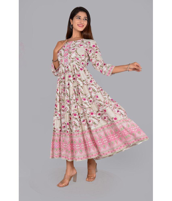 Smien Rayon Printed Anarkali Womens Kurti - Pink ( Pack of 1 ) - None