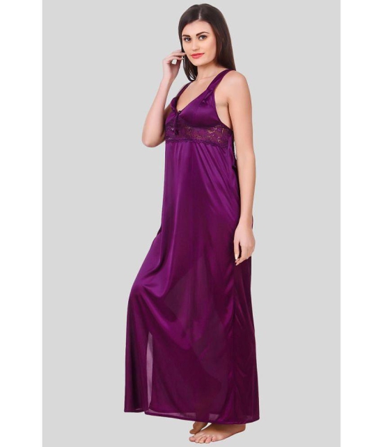 Fasense - Purple Satin Women''s Nightwear Nighty & Night Gowns ( Pack of 1 ) - None