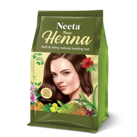 Neeta Pure Henna Powder for Hair with 9 Natural Herbs 125g Pack of 3, 100% Natural Henna Mehndi for Natural Looking Hair