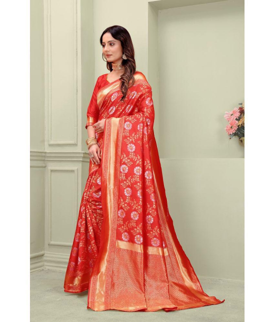 ofline selection - Red Silk Saree With Blouse Piece (Pack of 1) - Red