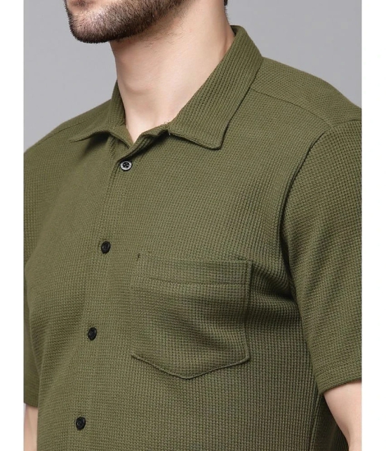 Rigo Cotton Blend Slim Fit Solids Half Sleeves Mens Casual Shirt - Green ( Pack of 1 ) - None