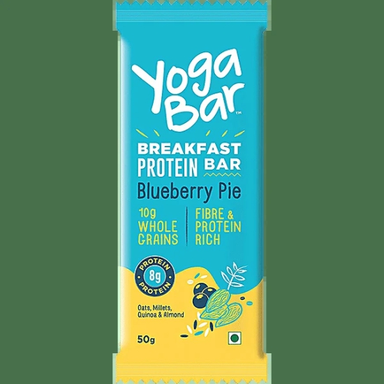 Yoga Bar Breakfast Protein Bar - Blueberry Pie, Healthy Snack, Rich In Protein & Fibre, 50 Gm