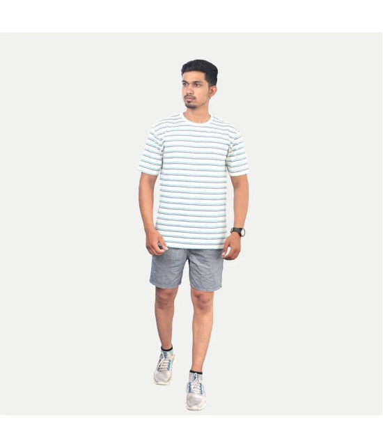 Radprix Cotton Regular Fit Striped Half Sleeves Mens T-Shirt - White ( Pack of 1 ) - None