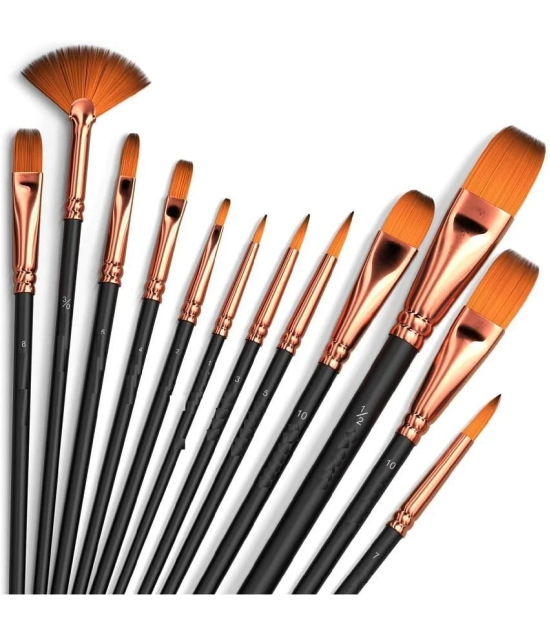 Eclet Craft Painting Brushes Set of 12 Professional Round Pointed Tip Nylon Hair Artist Acrylic Paint Brush for Acrylic/Watercolor/Oil Painting(B)