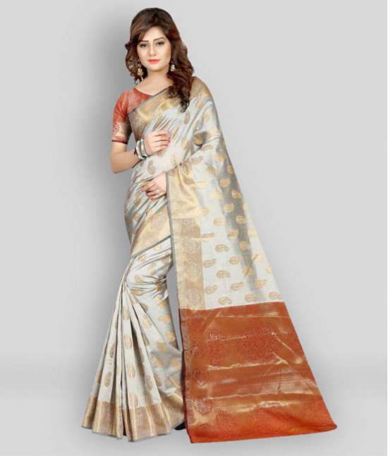 Gazal Fashions - Multicolor Banarasi Silk Saree With Blouse Piece (Pack of 1)