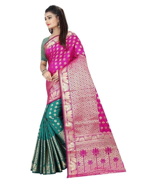 Gazal Fashions - Multicolor Banarasi Silk Saree With Blouse Piece (Pack of 1)