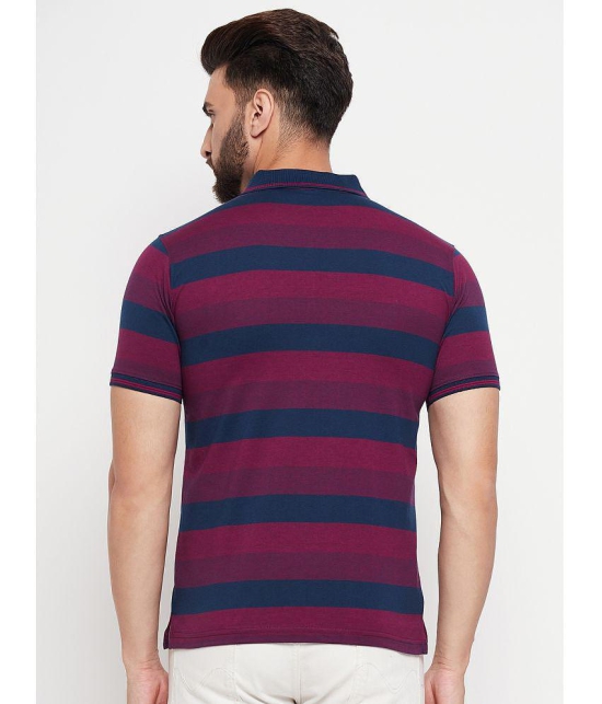 UNIBERRY Cotton Blend Regular Fit Striped Half Sleeves Mens Polo T Shirt - Navy Blue ( Pack of 2 ) - None