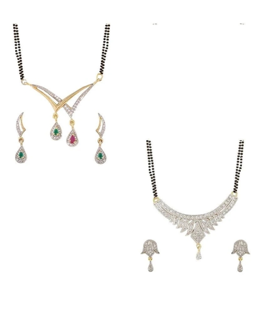 YouBella American Diamond Mangalsutra & Earrings - Set of 2