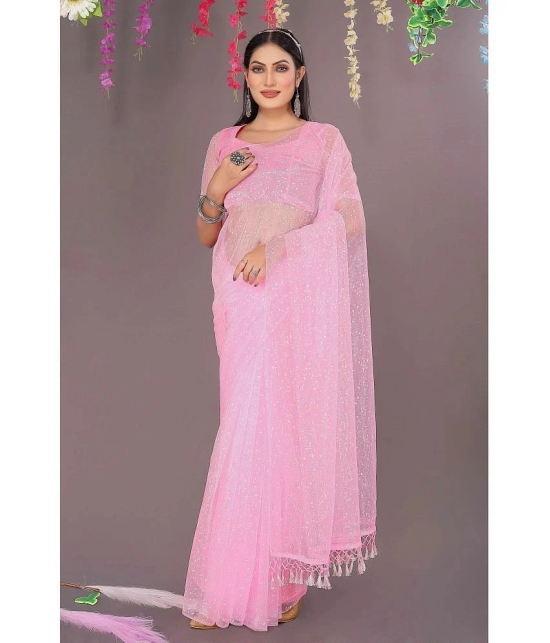 Saadhvi Cotton Silk Applique Saree Without Blouse Piece - Pink ( Pack of 1 ) - Pink