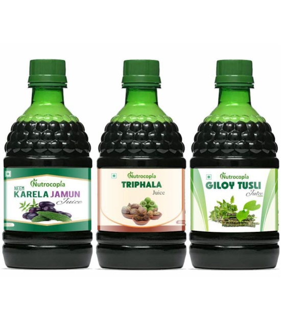 NUTROCOPIA Neem Karela Jamun, Triphala & Giloy Tulsi Juices Pack of 3 of 400 ML(1200 ML)