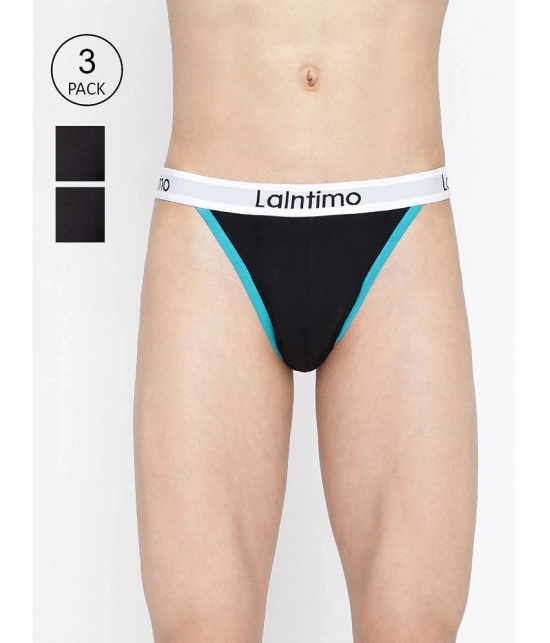 La Intimo Black Cotton Mens Briefs ( Pack of 3 ) - None