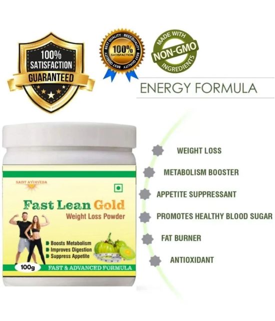 Saint Ayurveda Fast lean gold Fat Burnner & Body weight loss Powder 100 gm Unflavoured Single Pack