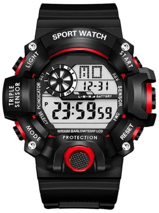 Rhonium Black PU Digital Mens Watch