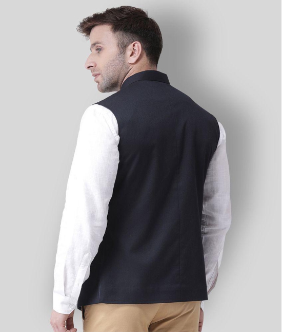 Hangup Navy Cotton Blend Nehru Jacket - None