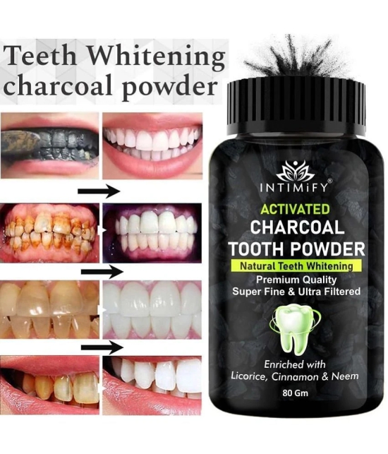 Intimify Activated Charcoal Teeth Whitening Powder, Natural Denture Oral Kit, 100 Gms