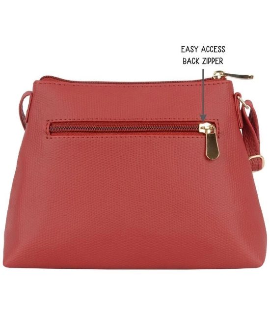 Baggit Red Faux Leather Sling Bag - Red