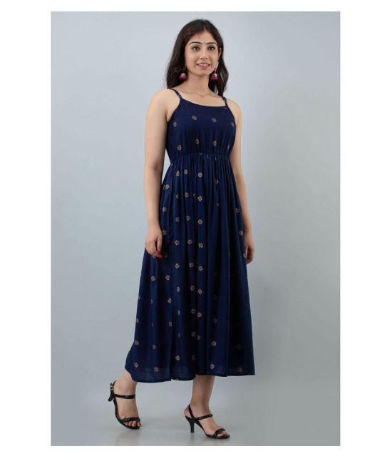 FABRR - Navy Blue Rayon Women's Fit And Flare Dress ( Pack of 1 ) - XL