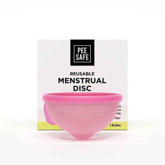 Pee Safe Reusable Menstrual Disc | 1 Reusable Menstrual Disc + 1 Spandex Storage Pouch | Capacity of 55 ml | Made of Medical Grade Silicone