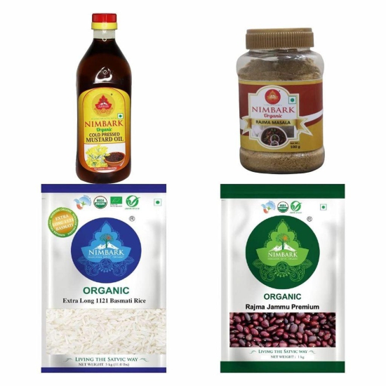 Nimbark Organic Combo-2-Mustard Oil +Rajma Masala+Basmati Rice+Rajma Jammu Premium