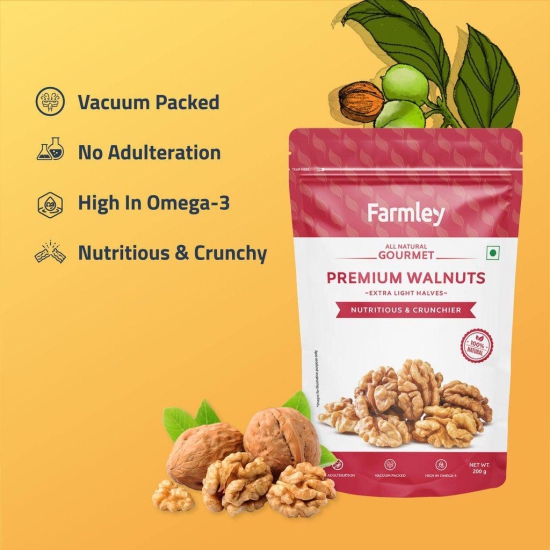 Farmley Premium California Walnut Kernel | 4 x 200 g | Walnuts Without Shell, Akhrot, Dry Fruits, Natural Akhrot Giri, Rich in Proteins & Antioxidants (Pack Of 4)