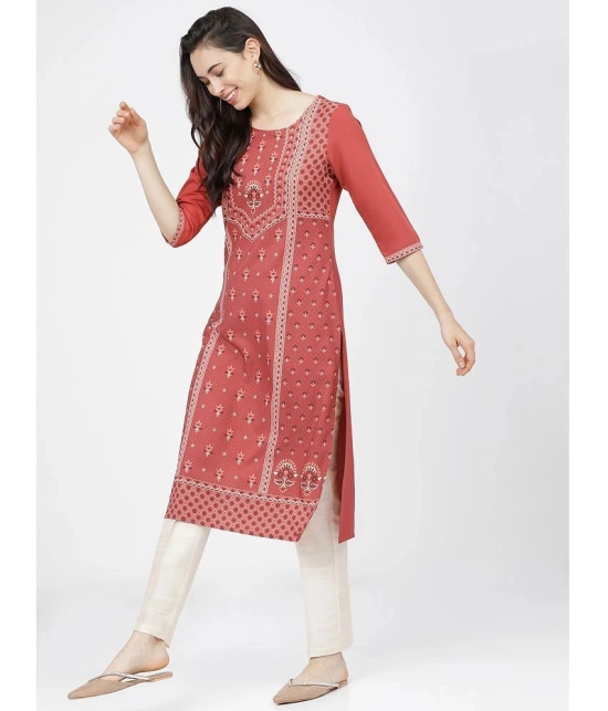 Ketch Polyester Printed Straight Womens Kurti - Orange ( Pack of 1 ) - None