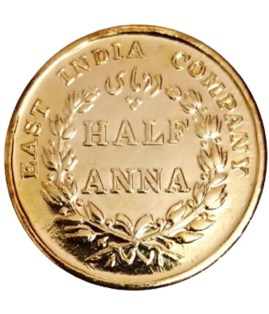 Hop n Shop - 1845 British India Half Anna Gold Plated 1 Numismatic Coins