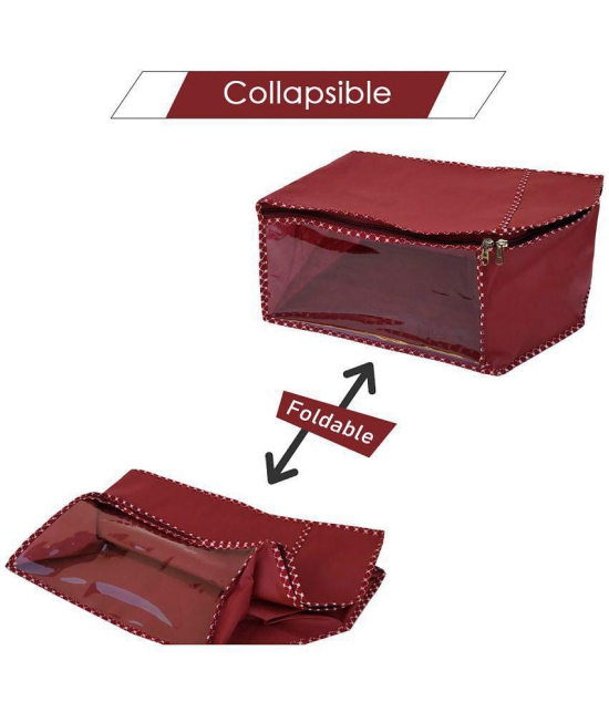 Sh Nasima Blouse Covers Organizer Non Woven Blouse Storage Bag With Transparent Window Maroon Less Pack Of 6