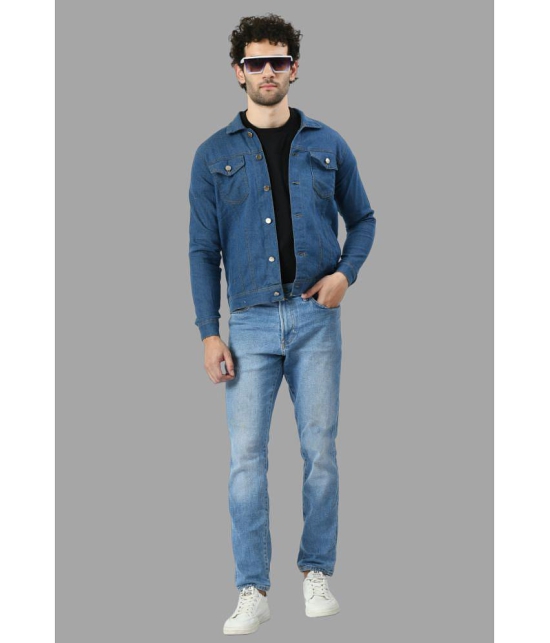 DKGF Fashion Cotton Blend Mens Denim Jacket - Light Blue ( Pack of 1 ) - None