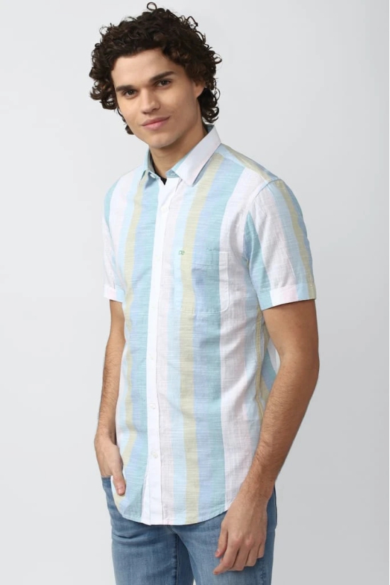 Men Multi Super Slim Fit Stripe Half Sleeves Casual Shirt