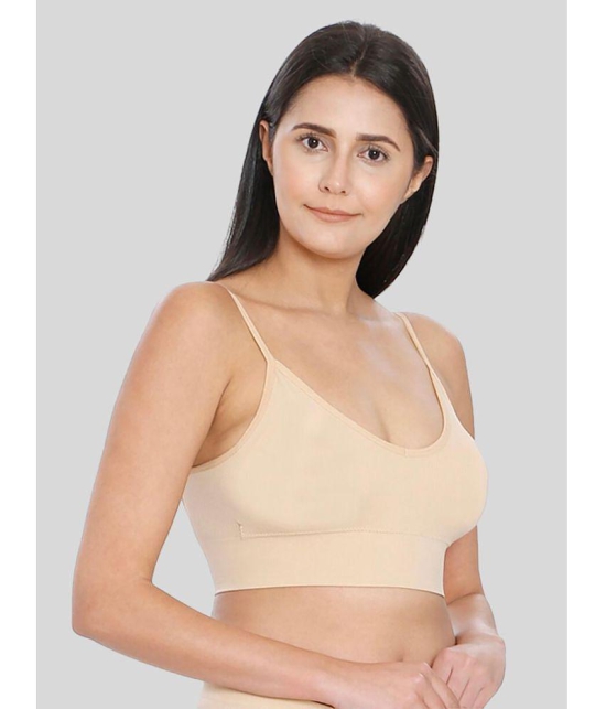 ILRASO - Beige Cotton Blend Removable Padding Women's Sports Bra ( Pack of 1 ) - None