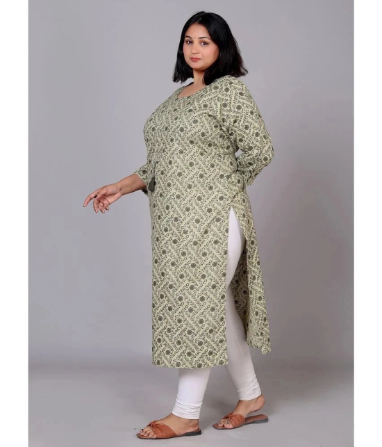 JC4U Cotton Blend Printed Straight Womens Kurti - Green ( Pack of 1 ) - None