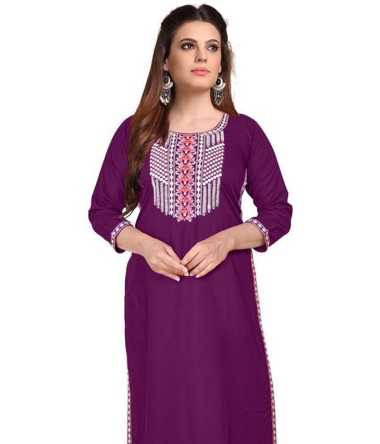 Kapadia - Wine Rayon Women''s Straight Kurti ( Pack of 1 ) - None