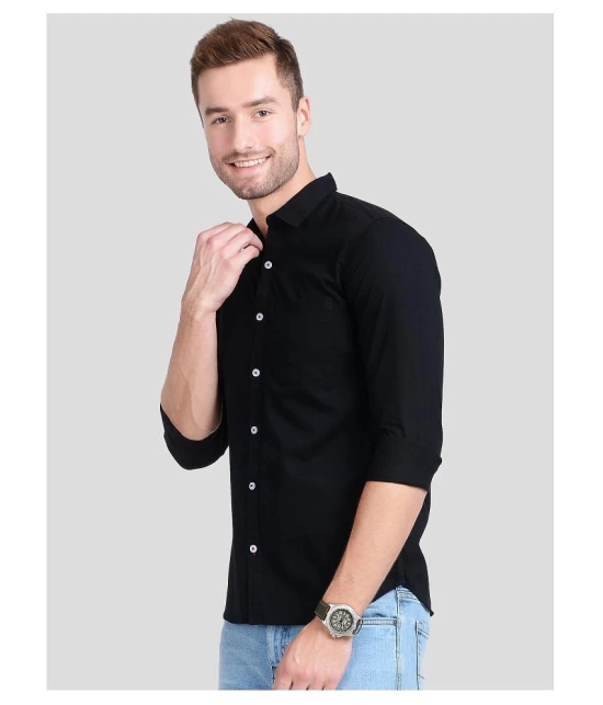 Paul Street Cotton Blend Slim Fit Solids Mens Casual Shirt - Black ( Pack of 1 ) - None