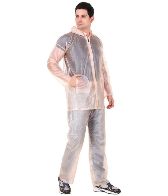 PENYAN PVC Transparent Pink Rain Suit For Man With Cap - Freesize