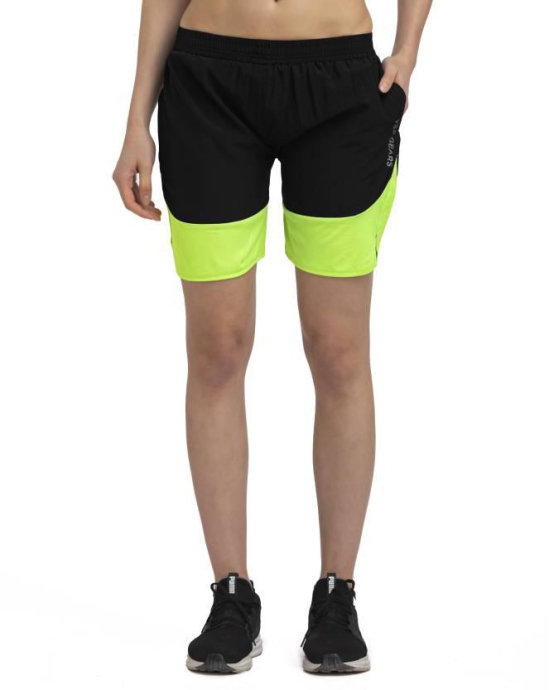 Solid Women Black Regular Shorts, Running Shorts, Gym Shorts