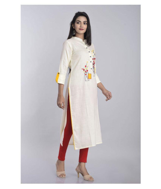 Kbz White Rayon Straight Kurti - 3XL