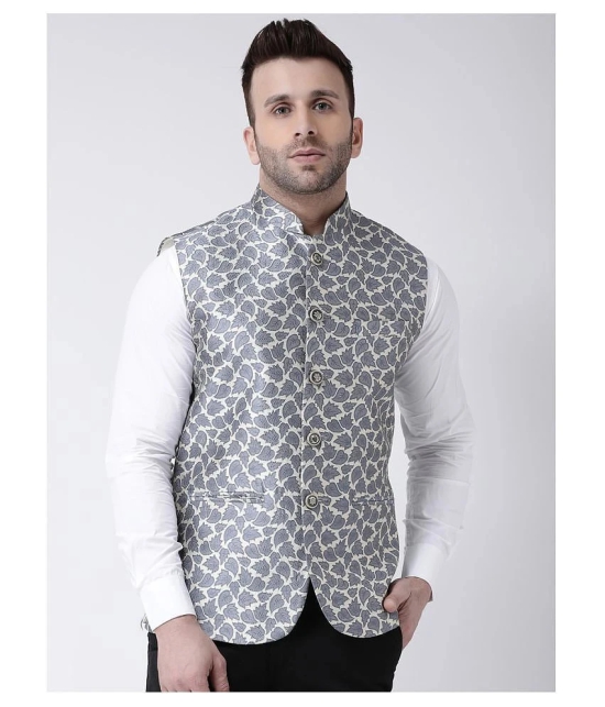 Hangup Grey Polyester Blend Nehru Jacket - None