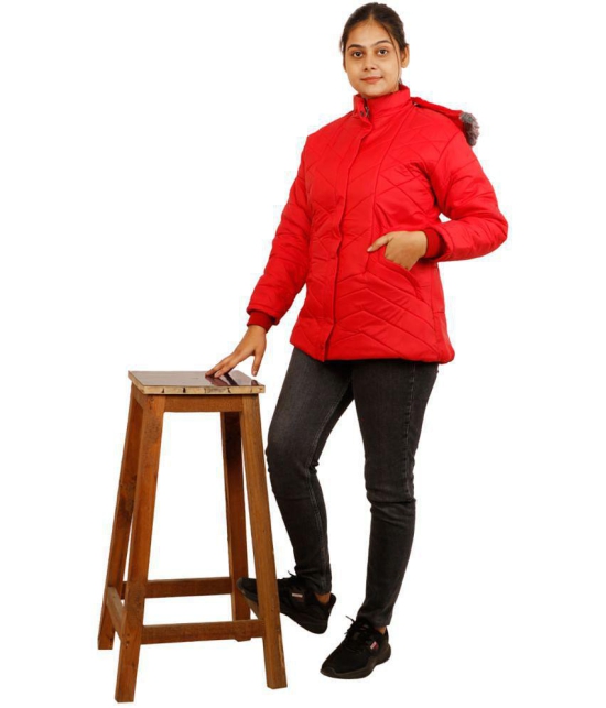 PPTHEFASHIONHUB - Polyester Red Hooded Jackets - None