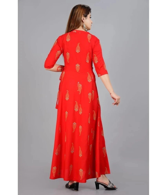 Smien - Red Rayon Womens Flared Kurti ( Pack of 1 ) - None