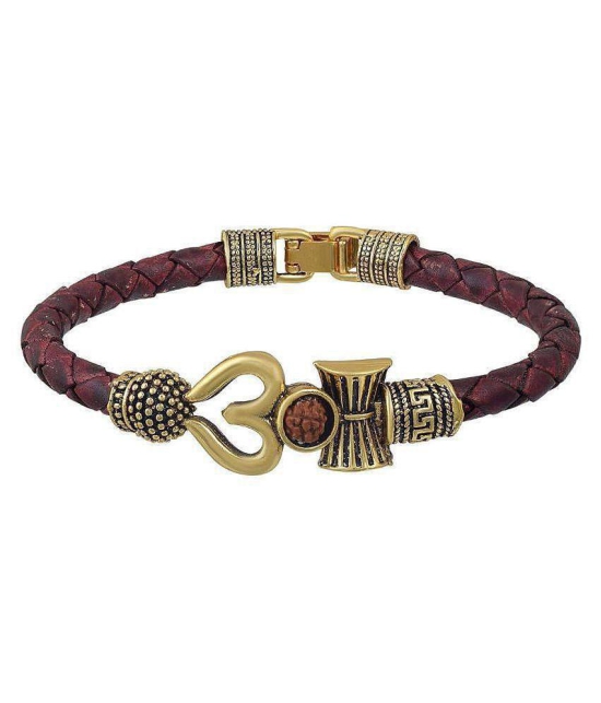 Diplai Bahubali Kada Mahakal Kada Bracelet With Leather Band Studded With Rudraksha Shiv Shankar Kada For Men Boys Girls