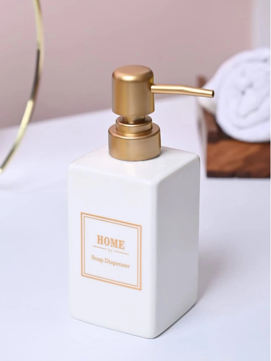 Luxe White & Gold Ceramic Soap Dispenser