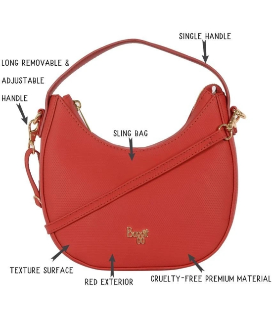 Baggit Red Faux Leather Sling Bag - Red