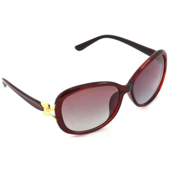 Hrinkar Pink Rectangular Sunglasses Brands Red Frame Polarized Goggles for Women - HRS444-RD-PNK