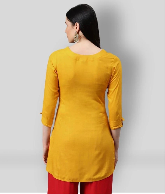 JC4U - Yellow Rayon Womens Straight Kurti ( Pack of 1 ) - L