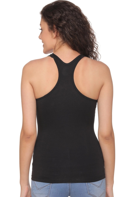 Sona 8008 Black Camisole Racer Back for Gym Workout, Exercise, Yoga etc-S / Black / Cotton